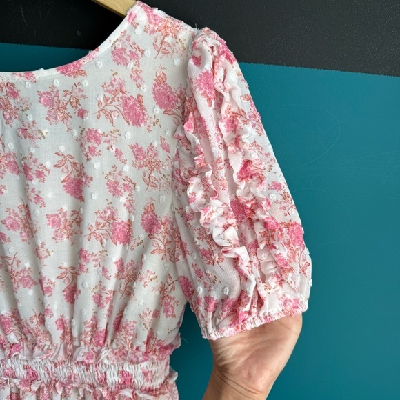 Moon River Pink and White Ruffled Tiered Sundress - Picture 6 of 12